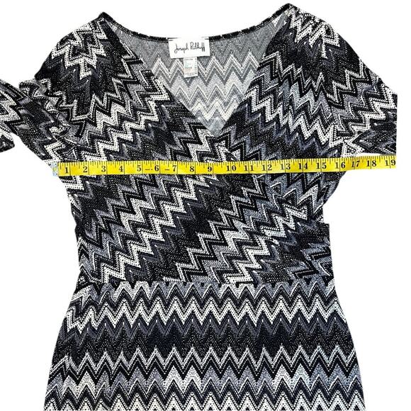 Joseph Ribkoff Black White Colorblock Stretch Zig-Zag Chevron Dress - Picture 14 of 16